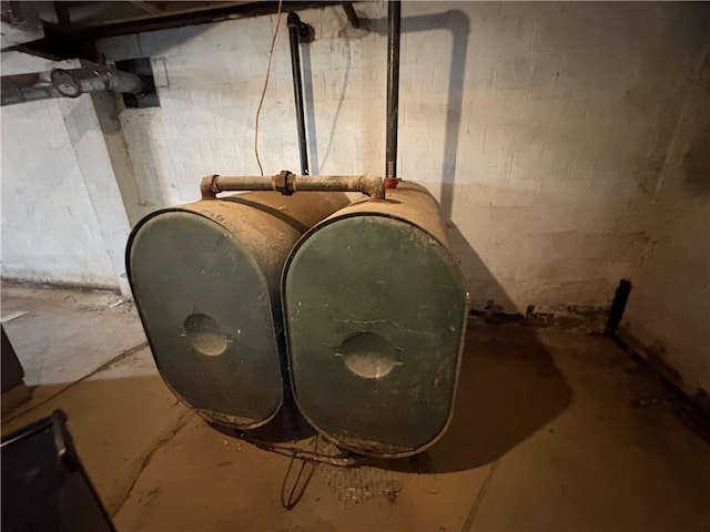 114 Cardinal Rd, Canoe/Banks Twps, PA 15742 - basement view of oil tank and unfinished concrete floors