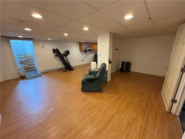 114 Cardinal Rd, Canoe/Banks Twps, PA 15742 - workout room featuring light wood finished floors, recessed lighting, and baseboard heating