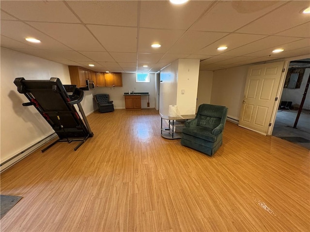114 Cardinal Rd, Canoe/Banks Twps, PA 15742 - workout room with light wood-style floors, recessed lighting, and baseboard heating