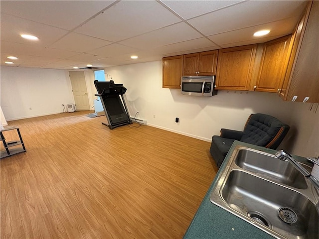 114 Cardinal Rd, Canoe/Banks Twps, PA 15742 - workout room featuring light wood-style floors, a paneled ceiling, and recessed lighting