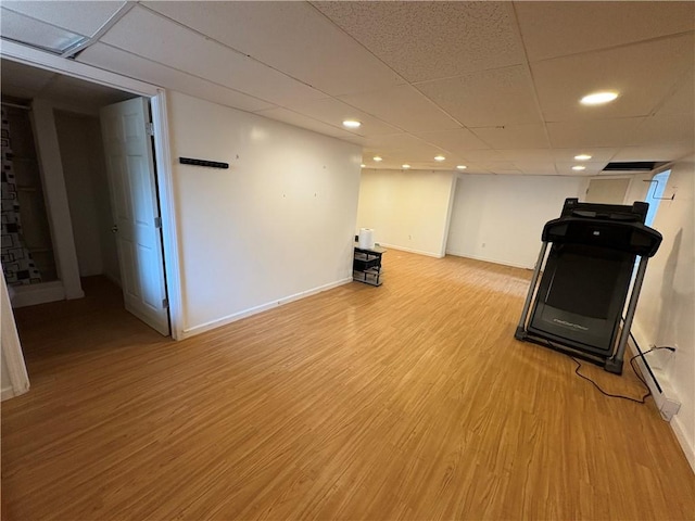 114 Cardinal Rd, Canoe/Banks Twps, PA 15742 - workout room with light wood-style flooring, a drop ceiling, and recessed lighting