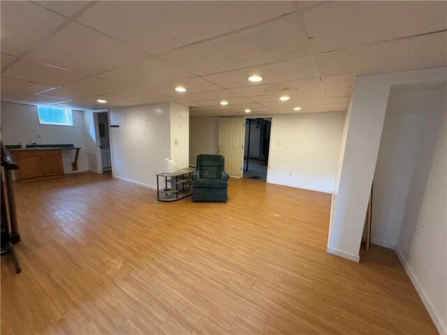 114 Cardinal Rd, Canoe/Banks Twps, PA 15742 - sitting room featuring light wood finished floors, a drop ceiling, bar area, and recessed lighting