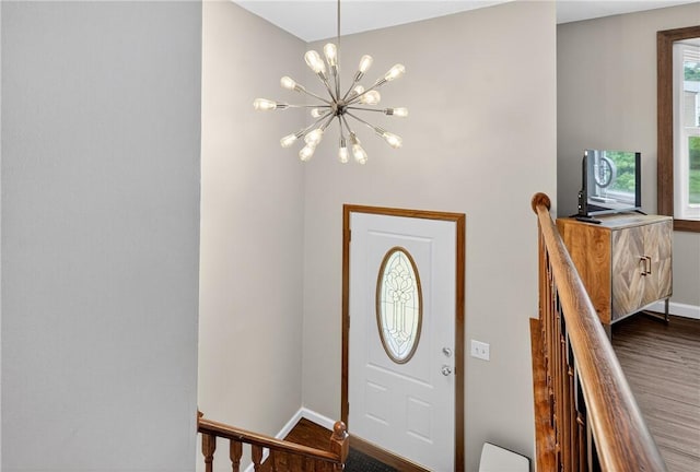 1304 Greenhill Road Ext, Shaler, PA 15209 - entryway with a chandelier and dark wood finished floors