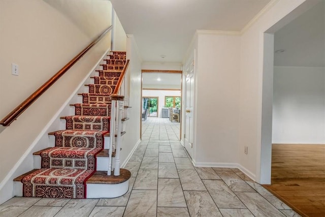 38 Easton Rd, Fox Chapel, PA 15238 - staircase with marble look tiles and baseboards