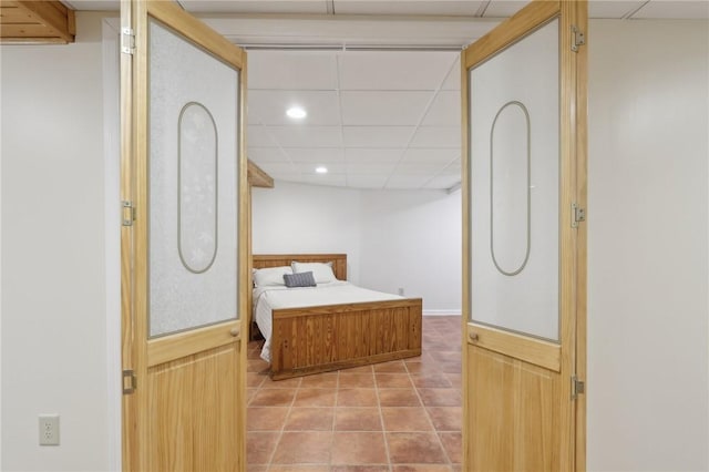 38 Easton Rd, Fox Chapel, PA 15238 - bedroom with light tile patterned floors, recessed lighting, and a drop ceiling
