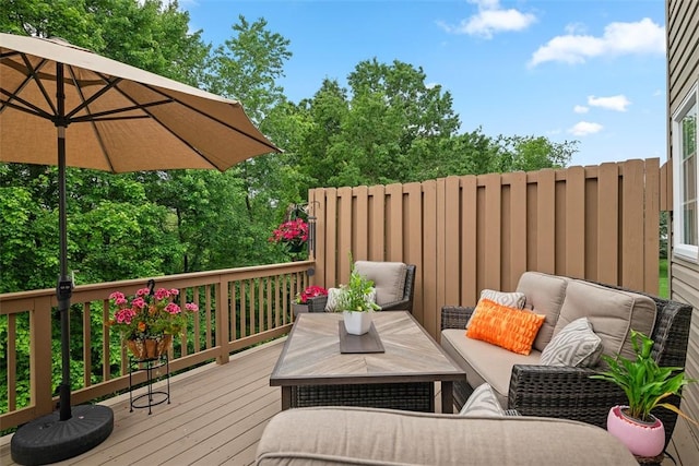 81406 Lost Valley Dr, Adams Twp, PA 16046 - wooden deck featuring an outdoor living space