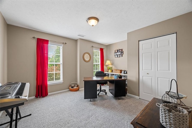 81406 Lost Valley Dr, Adams Twp, PA 16046 - carpeted home office featuring a textured ceiling and baseboards