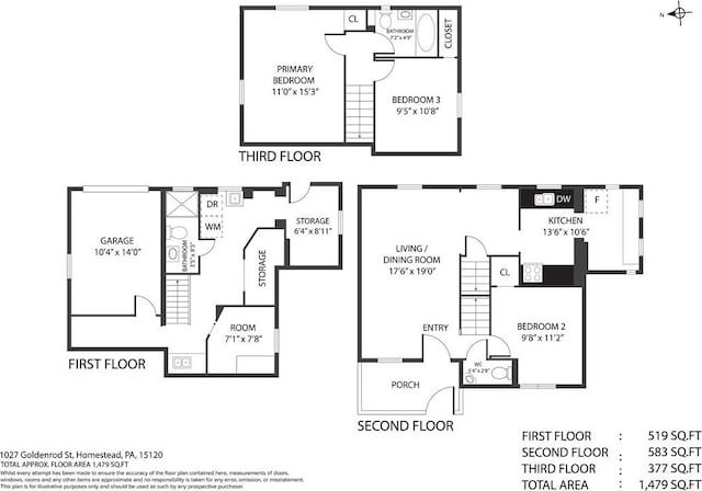 1027 Goldenrod St, Homestead, PA 15120 - view of property floor plan