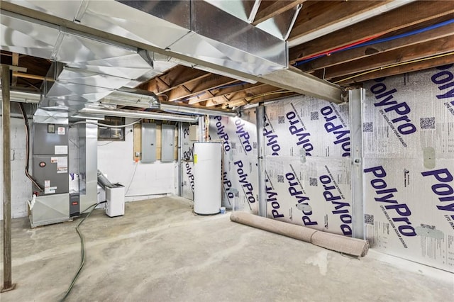3442 Mercer Rd, Neshannock Twp, PA 16105 - unfinished basement with gas water heater, heating unit, and electric panel