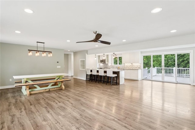 3442 Mercer Rd, Neshannock Twp, PA 16105 - living area featuring recessed lighting, ceiling fan, and light wood finished floors