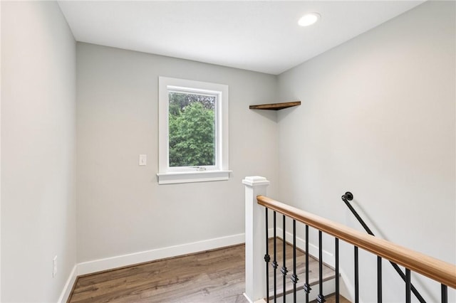 3442 Mercer Rd, Neshannock Twp, PA 16105 - corridor featuring an upstairs landing, wood finished floors, and recessed lighting