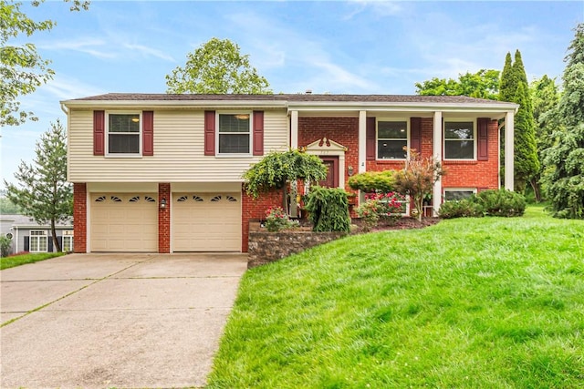 747 Thornwick Dr, Upper St Clair, PA 15243 - raised ranch with brick siding, an attached garage, concrete driveway, and a front lawn