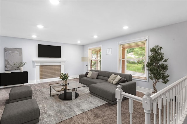 747 Thornwick Dr, Upper St Clair, PA 15243 - living room featuring recessed lighting and a fireplace