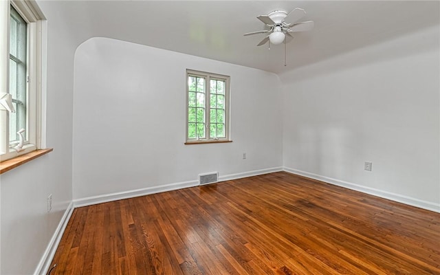 300 S Pasadena Dr, Fox Chapel, PA 15215 - spare room with ceiling fan and dark wood-type flooring