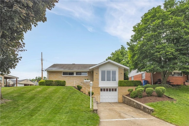 354 Ryan Dr, Pittsburgh, PA 15220 - view of front of property featuring brick siding, an attached garage, concrete driveway, and a front lawn
