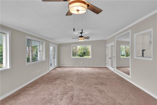 354 Ryan Dr, Pittsburgh, PA 15220 - carpeted empty room with a ceiling fan and ornamental molding