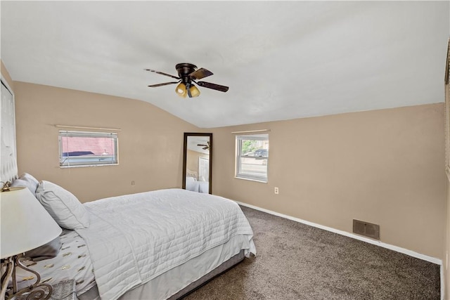 1492 Prospect Rd, Baldwin Boro, PA 15227 - carpeted bedroom with vaulted ceiling and ceiling fan