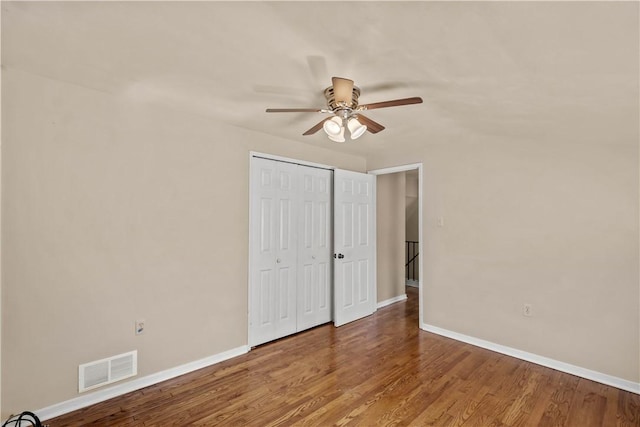 1492 Prospect Rd, Baldwin Boro, PA 15227 - unfurnished bedroom featuring wood finished floors, a closet, and ceiling fan