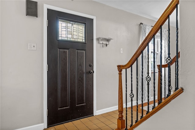 1406 Blossom Hill Rd, Castle Shannon, PA 15234 - entryway featuring stairway and tile patterned floors