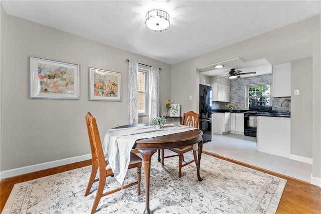1406 Blossom Hill Rd, Castle Shannon, PA 15234 - dining area featuring ceiling fan and light wood-style flooring