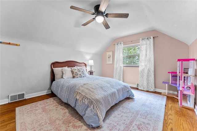 1406 Blossom Hill Rd, Castle Shannon, PA 15234 - bedroom featuring wood finished floors, lofted ceiling, and ceiling fan