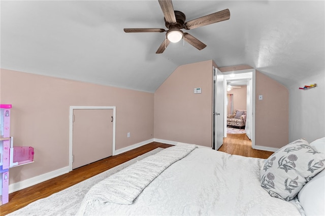 1406 Blossom Hill Rd, Castle Shannon, PA 15234 - bedroom with wood finished floors, lofted ceiling, and ceiling fan