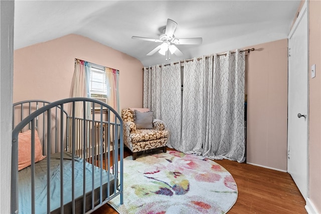 1406 Blossom Hill Rd, Castle Shannon, PA 15234 - bedroom featuring wood finished floors, vaulted ceiling, and ceiling fan