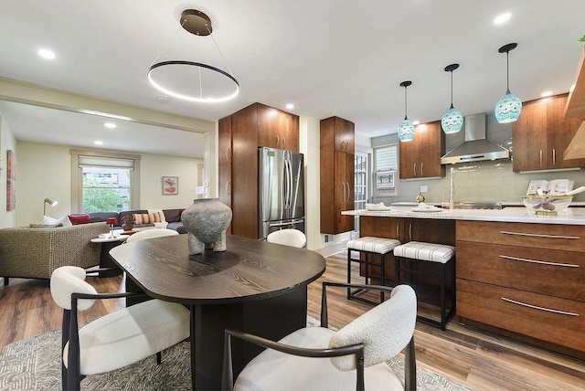 206 Lincoln Ave, Edgewood, PA 15218 - dining room featuring light wood-type flooring and recessed lighting