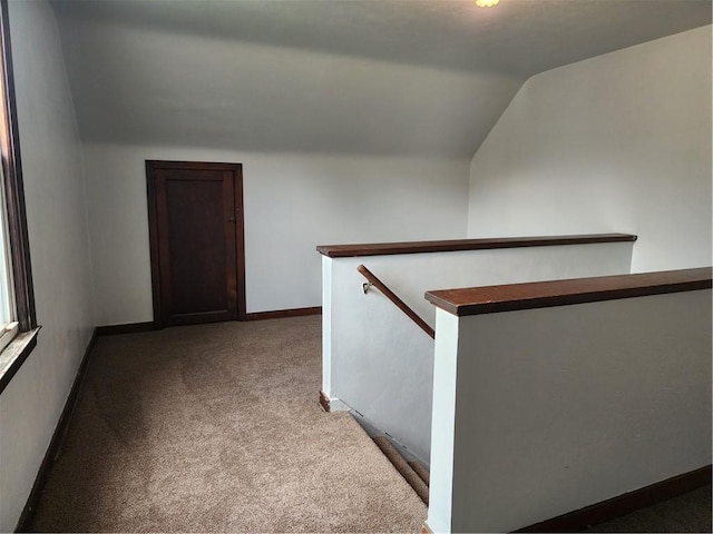 1025 Union Ave, Brackenridge, PA 15014 - hall featuring carpet floors, lofted ceiling, and an upstairs landing