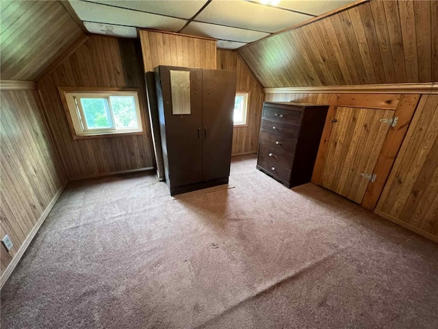 15 Overbrook Ln, Cecil, PA 15057 - additional living space with wood walls, vaulted ceiling, healthy amount of natural light, and light carpet