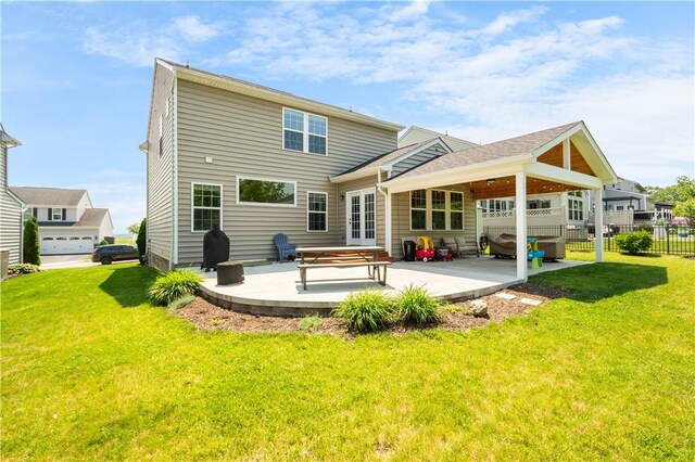 265 Sunrise Dr, Collier Twp, PA 15106 - rear view of property with a patio area, french doors, and a hot tub