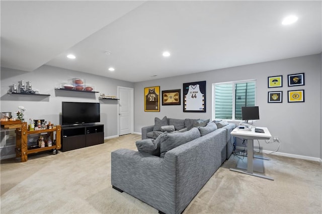 265 Sunrise Dr, Collier Twp, PA 15106 - living area featuring light carpet and recessed lighting