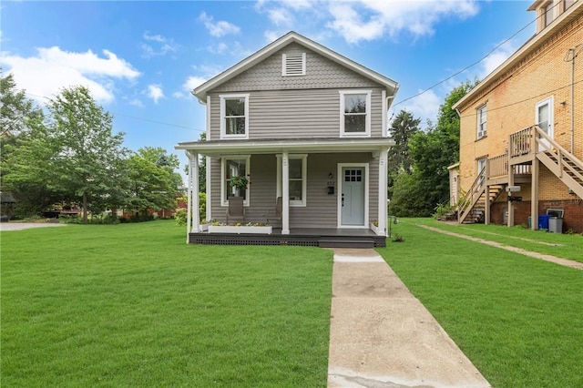 452 Canal St, Beaver, PA 15009 - view of front of property with covered porch, stairs, and a front lawn