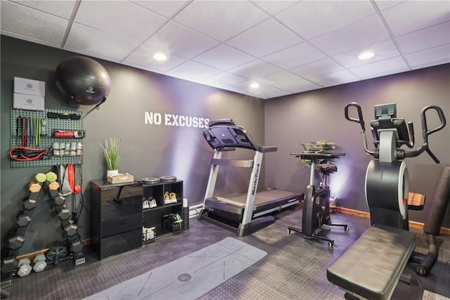108 Ascot Ct, Lancaster Twp, PA 16037 - workout area featuring recessed lighting, a paneled ceiling, and carpet flooring