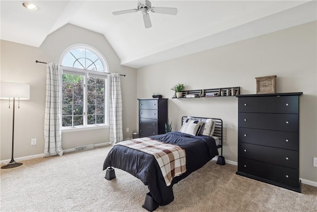 108 Ascot Ct, Lancaster Twp, PA 16037 - bedroom featuring carpet, lofted ceiling, and a ceiling fan