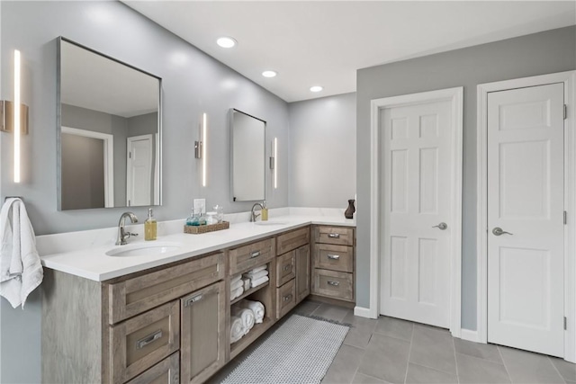 108 Ascot Ct, Lancaster Twp, PA 16037 - full bathroom with double vanity, tile patterned flooring, and recessed lighting