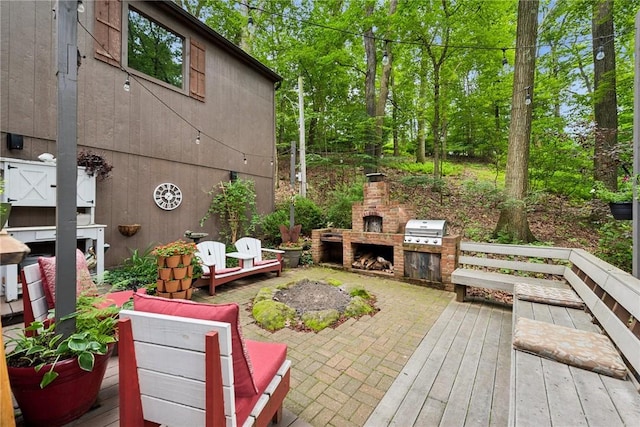 150 Buckwheat Dr, Pine Twp Nal, PA 15044 - view of patio featuring an outdoor fireplace, area for grilling, and a wooden deck
