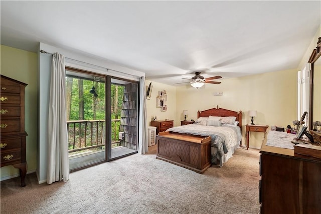 150 Buckwheat Dr, Pine Twp Nal, PA 15044 - bedroom featuring access to outside, carpet floors, and ceiling fan