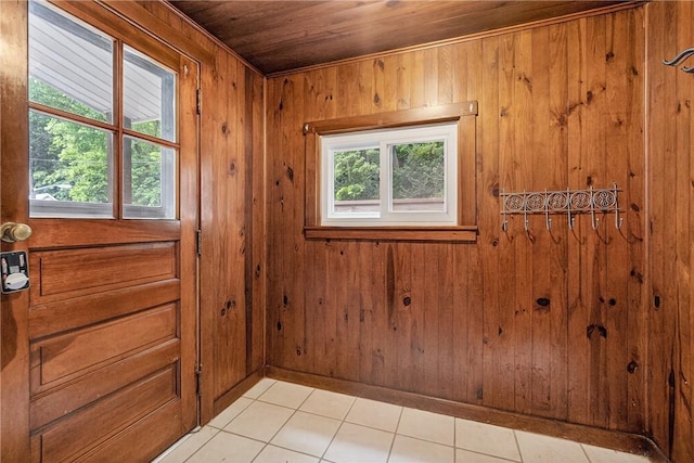 226 Herndon, Elliott, PA 15220 - spare room with wooden ceiling, plenty of natural light, wooden walls, and light tile patterned floors