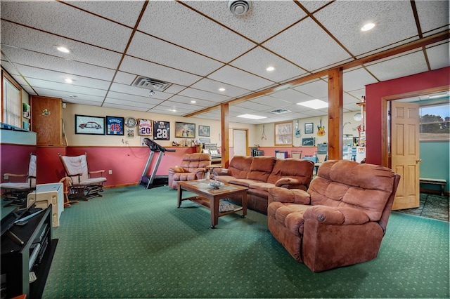 321 Dairy Farm Rd, Allegheny Twp Wml, PA 15068 - living area with carpet flooring, a drop ceiling, and recessed lighting