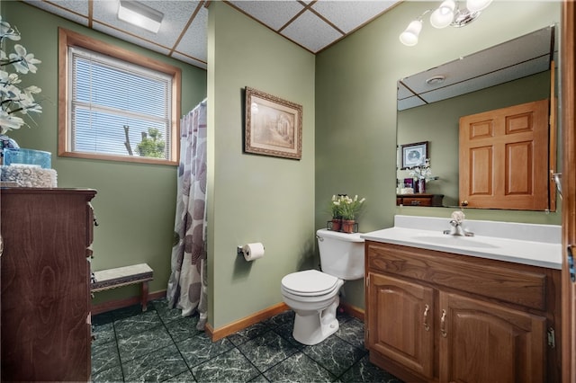 321 Dairy Farm Rd, Allegheny Twp Wml, PA 15068 - full bath with vanity, a drop ceiling, a shower with curtain, and tile patterned flooring