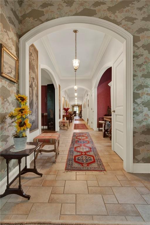 274 Rector Rd, Ligonier Twp, PA 15658 - common area featuring wallpapered walls and crown molding