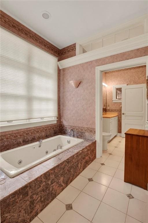 274 Rector Rd, Ligonier Twp, PA 15658 - full bath with vanity, a jetted tub, and tile patterned flooring