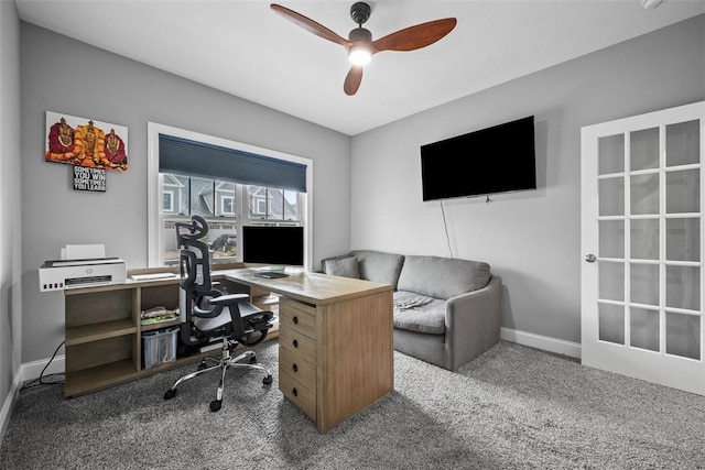 503 Tuscarora Rd, Marshall, PA 16046 - carpeted office featuring a ceiling fan and baseboards