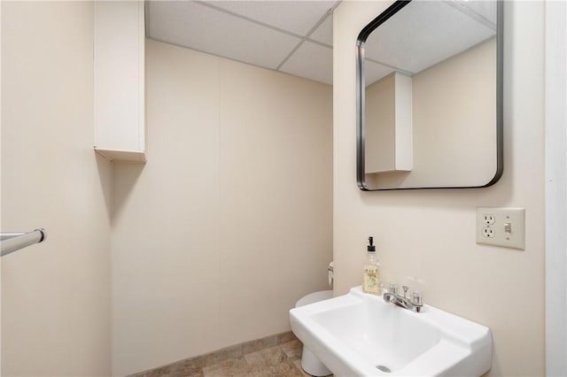 202 Village Ln, New Wilmington Boro, PA 16142 - half bath with a sink and a drop ceiling