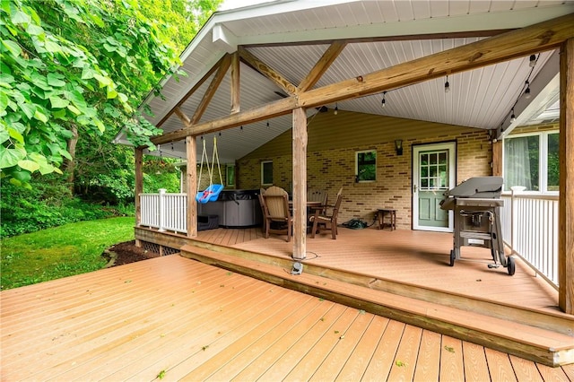 202 Village Ln, New Wilmington Boro, PA 16142 - wooden terrace featuring area for grilling