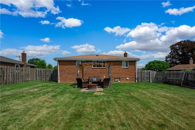 1072 N Ave, Baden, PA 15005 - back of house featuring a chimney, brick siding, a fenced backyard, and a patio