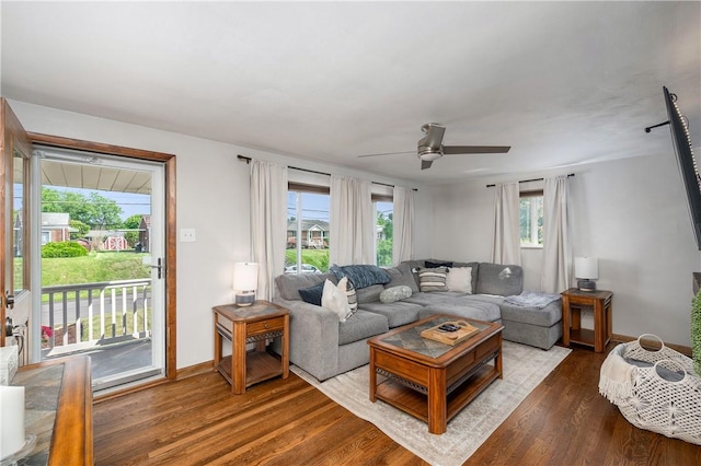 1072 N Ave, Baden, PA 15005 - living room with wood finished floors and ceiling fan
