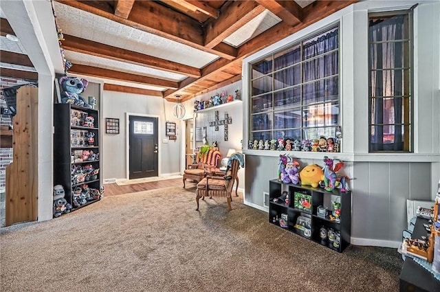 570 S 7th St, Sharpsville, PA 16150 - living area featuring carpet flooring and beamed ceiling