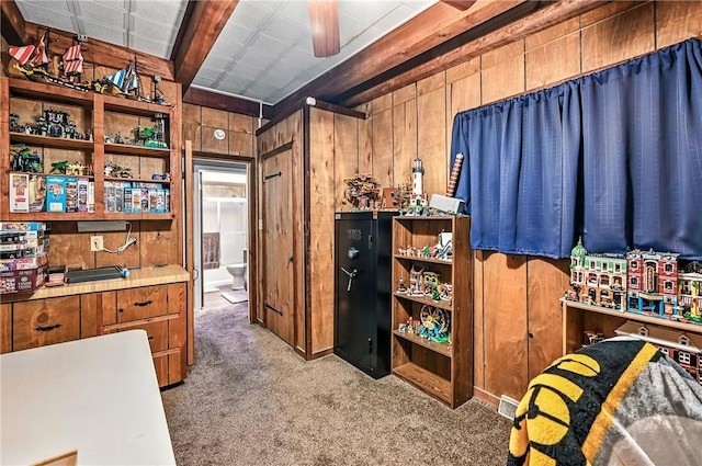 570 S 7th St, Sharpsville, PA 16150 - carpeted bedroom with wood walls and ensuite bath